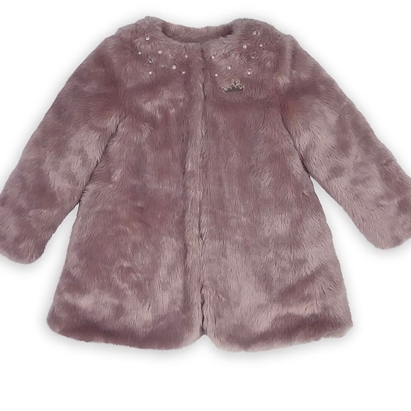 Beautiful Disney Princess Pink Faux Fur Jacket For Girls. Characters inside - Picture 2 of 8